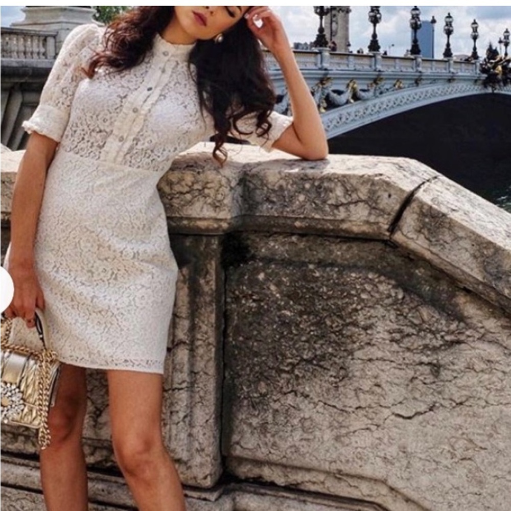 Zara White Eyelet Lace Mini Dress